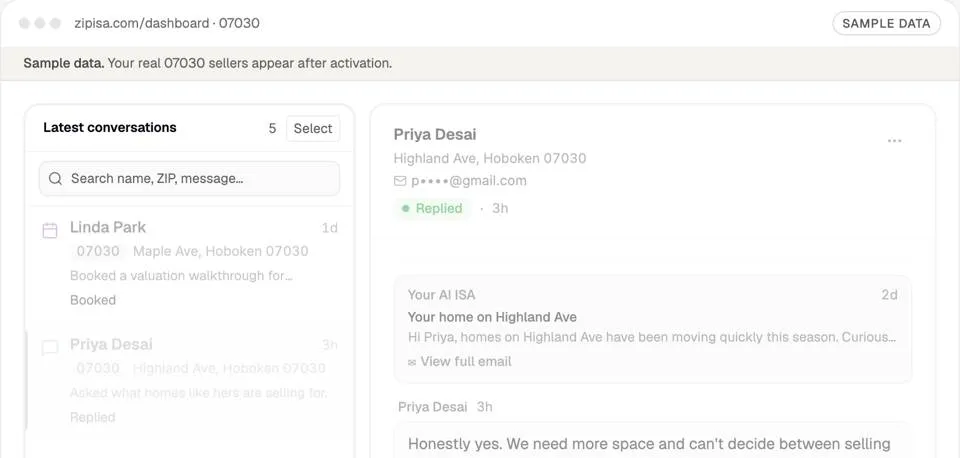 AI agent replying to a homeowner, sample data
